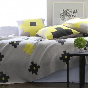 Cotton Tetris Knit Blanket - Lemon - $280