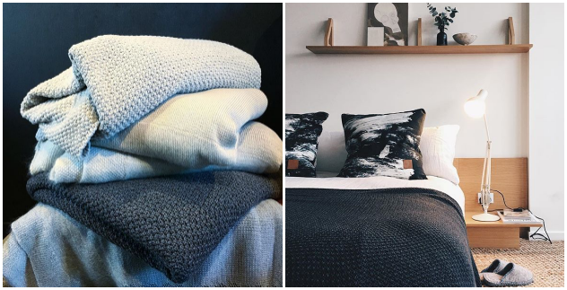 Luna Home merino wool knitted blankets made in Australia
